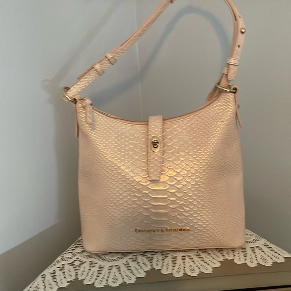 Rare and beautiful ice pink faux reptile Dooney and Bourke bag, new w/o tags
